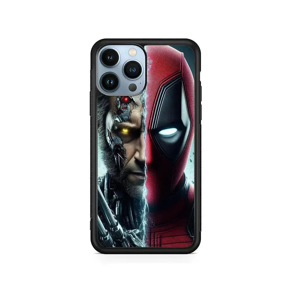 Deadpool and Wolverine Cooperation iPhone 15 Pro Max Case-Rubber / Black (2D Case)-Xtracase