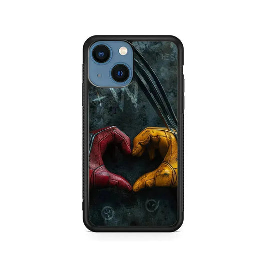 Deadpool and Wolverine Symbol of Love iPhone 13 Mini Case-Rubber / Black (2D Case)-Xtracase