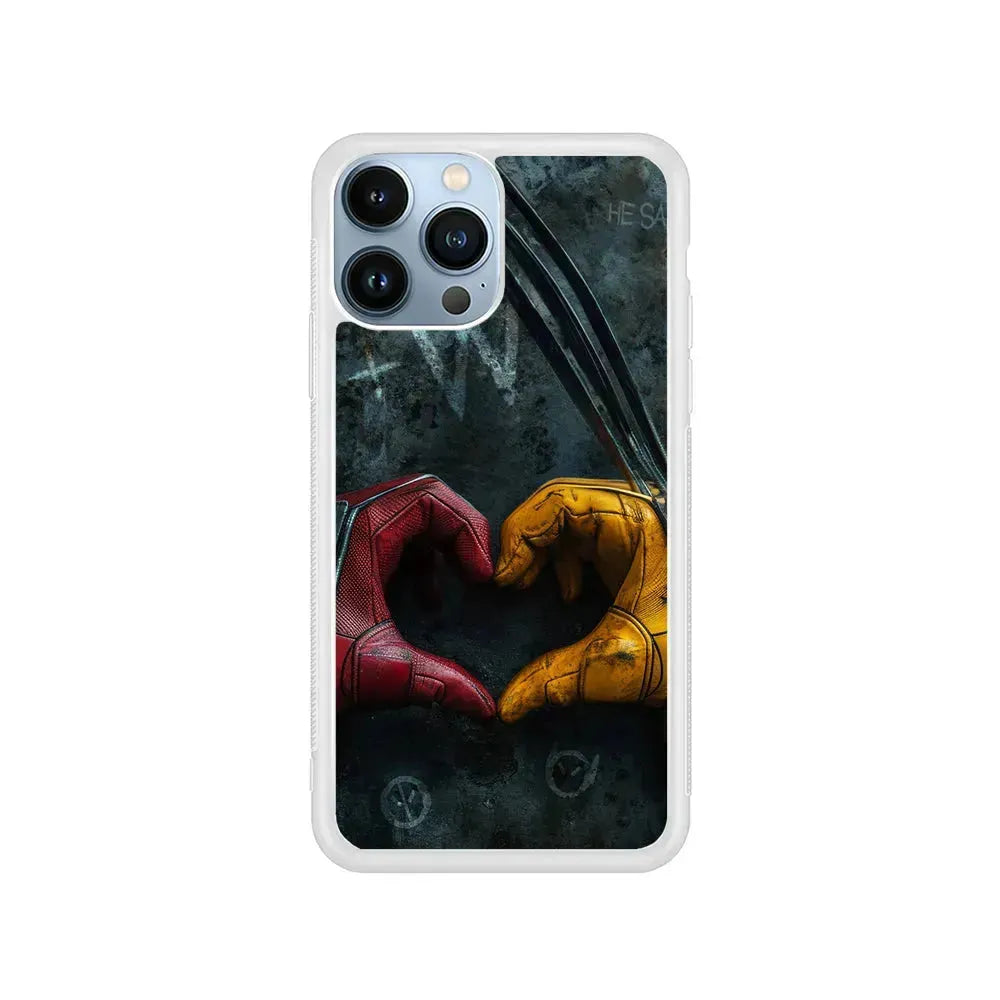 Deadpool and Wolverine Symbol of Love iPhone 15 Pro Max Case-Rubber / White (2D Case)-Xtracase