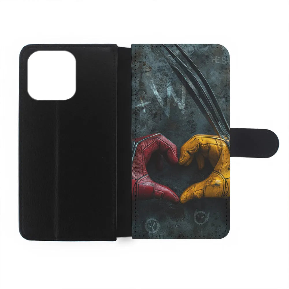 Deadpool and Wolverine Symbol of Love iPhone 13 Pro Case-Flip Wallet Case-Xtracase