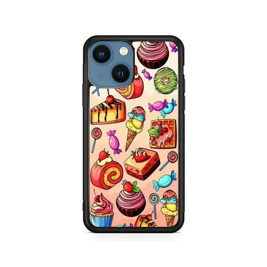 Delicious Colorful Sweets Collection iPhone 13 Mini Case-Rubber / Black (2D Case)-Xtracase