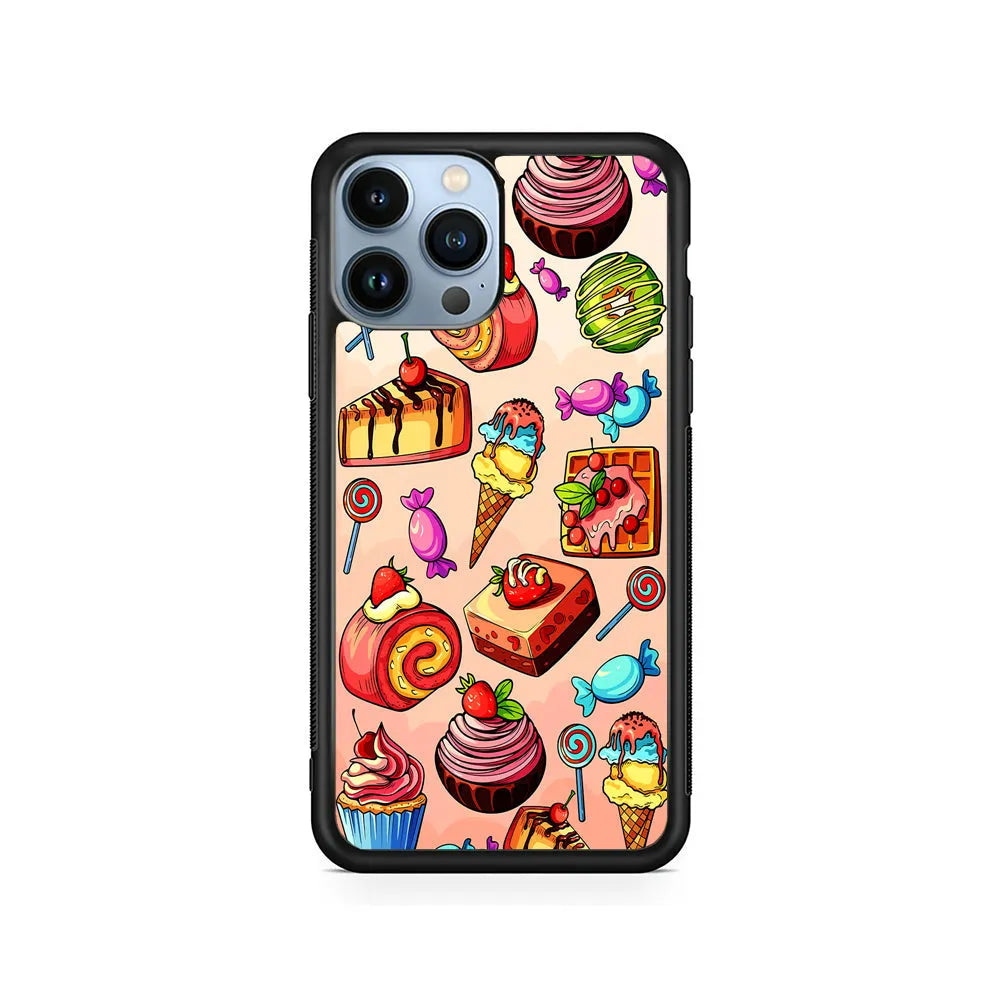 Delicious Colorful Sweets Collection iPhone 13 Pro Case-Rubber / Black (2D Case)-Xtracase
