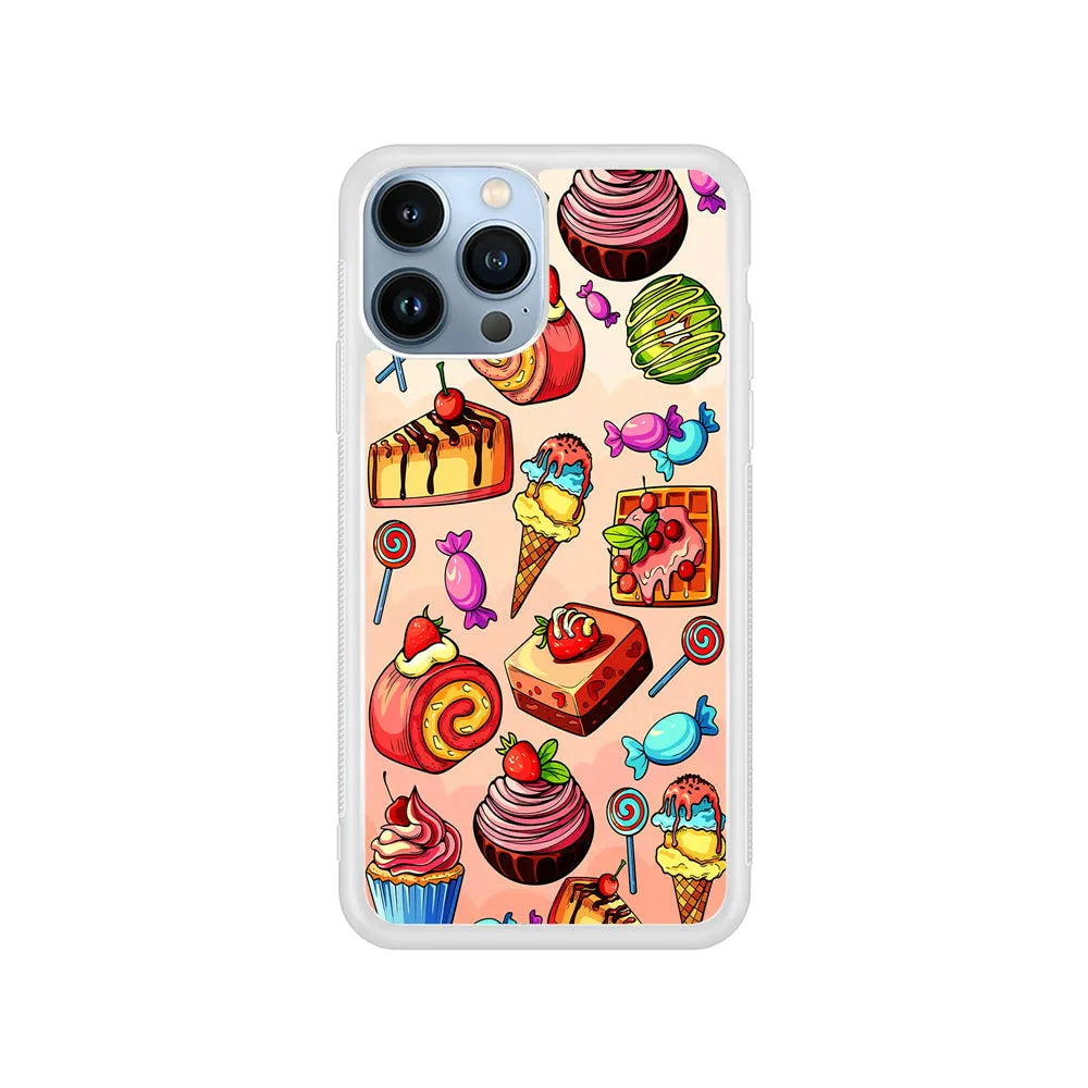 Delicious Colorful Sweets Collection iPhone 13 Pro Case-Rubber / White (2D Case)-Xtracase