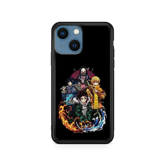 Demon Slayer Hoodie Style iPhone 13 Mini Case-Rubber / Black (2D Case)-Xtracase