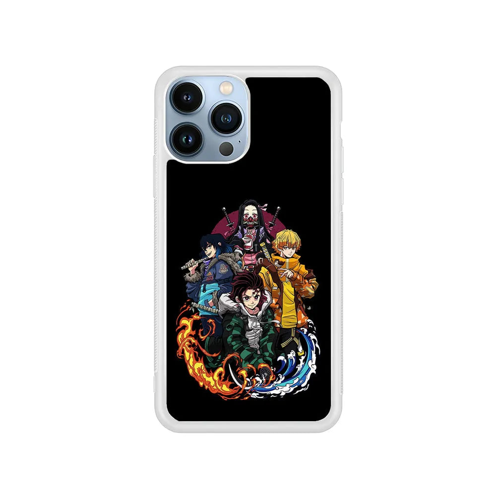 Demon Slayer Hoodie Style iPhone 13 Pro Case-Rubber / White (2D Case)-Xtracase