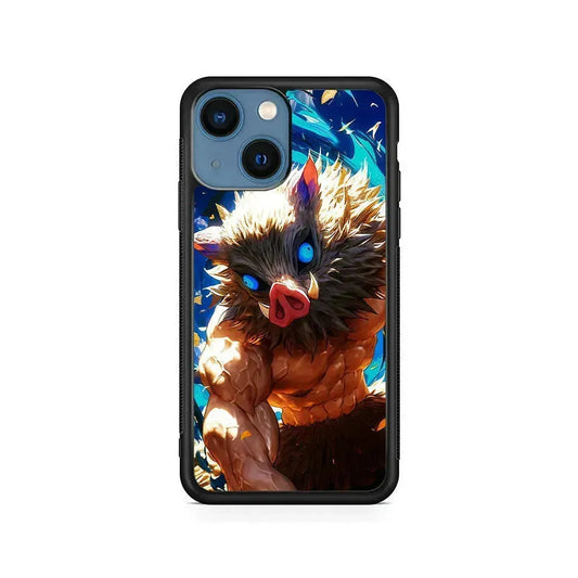 Demon Slayer Inosuke Wild Boar Mask iPhone 13 Mini Case-Rubber / Black (2D Case)-Xtracase