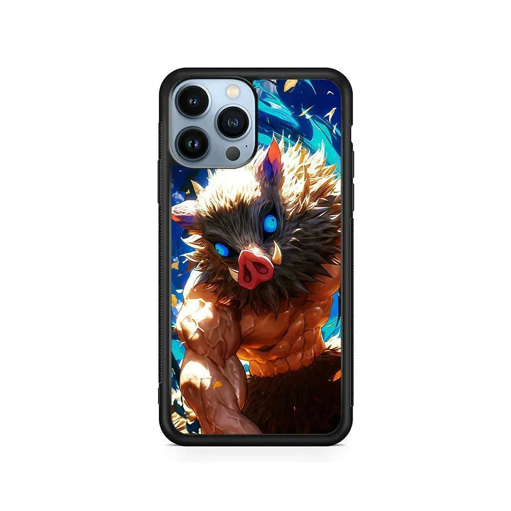 Demon Slayer Inosuke Wild Boar Mask iPhone 15 Pro Max Case-Rubber / Black (2D Case)-Xtracase