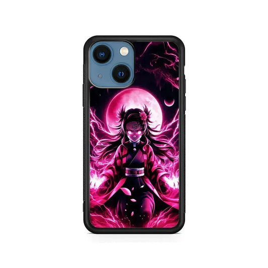 Demon Slayer Nezuko Battle Mode iPhone 13 Mini Case-Rubber / Black (2D Case)-Xtracase