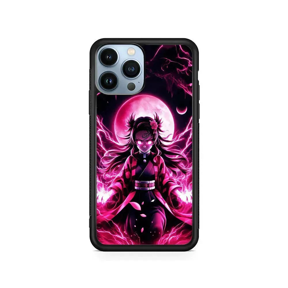 Demon Slayer Nezuko Battle Mode iPhone 15 Pro Max Case-Rubber / Black (2D Case)-Xtracase
