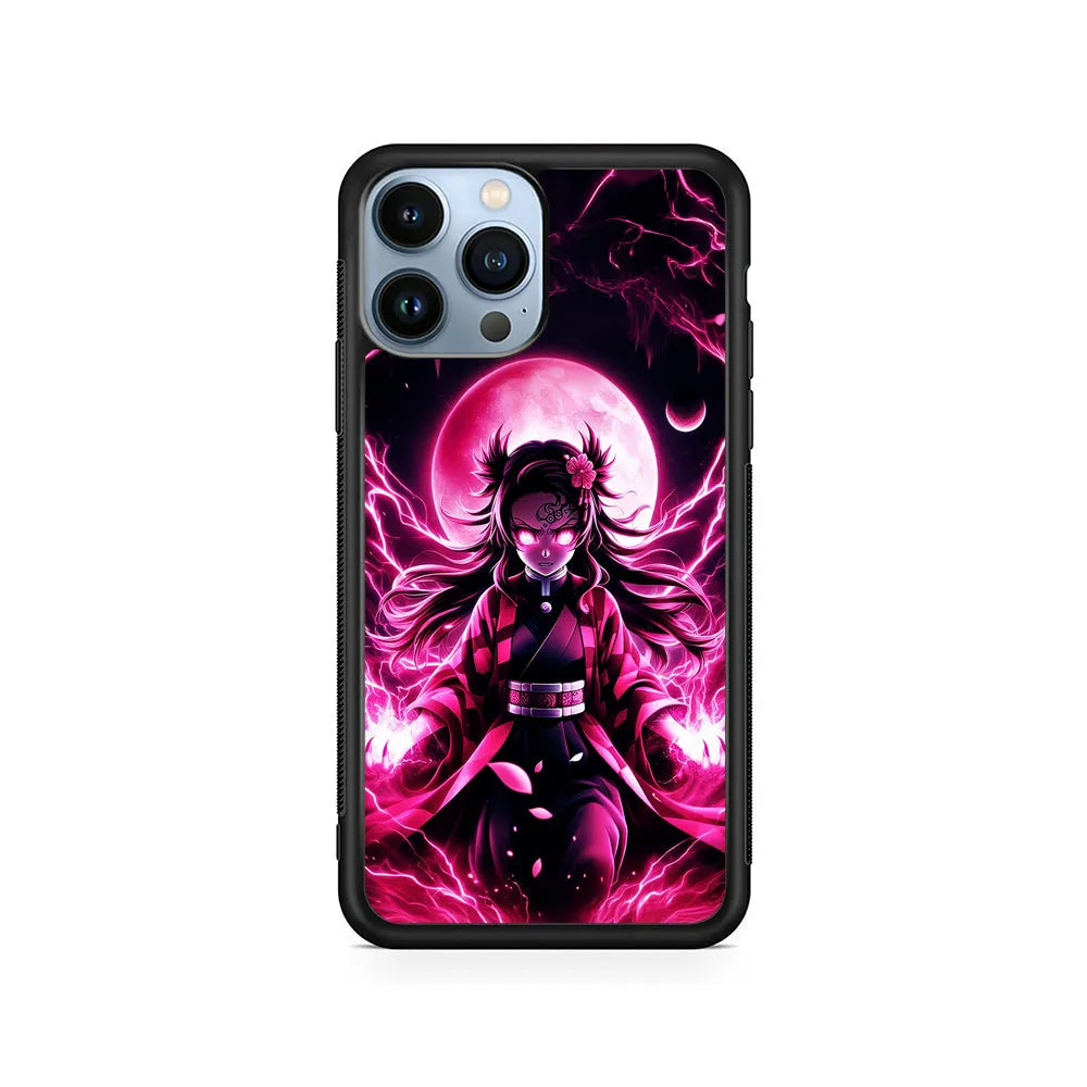 Demon Slayer Nezuko Battle Mode iPhone 13 Pro Max Case-Rubber / Black (2D Case)-Xtracase