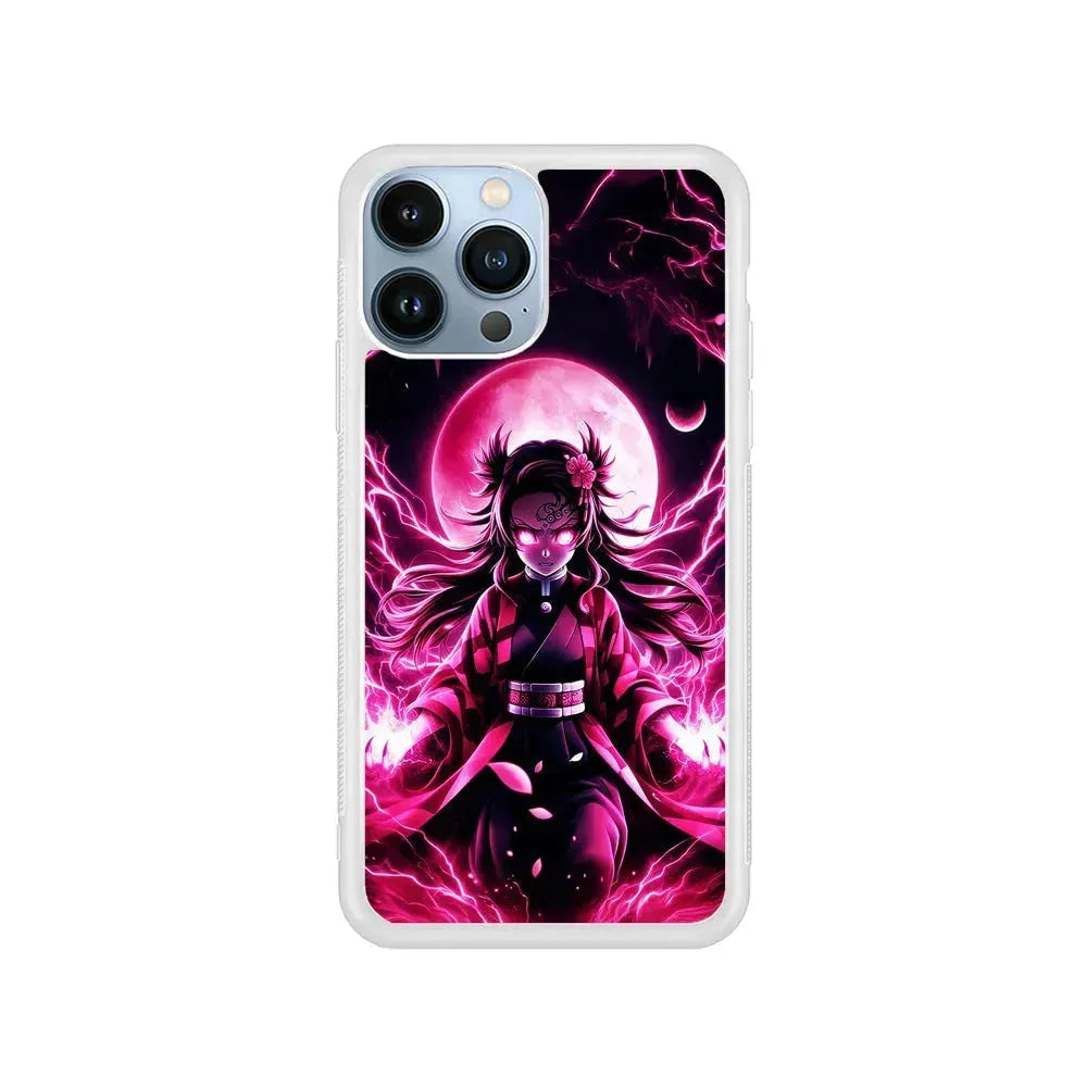 Demon Slayer Nezuko Battle Mode iPhone 15 Pro Max Case-Rubber / White (2D Case)-Xtracase