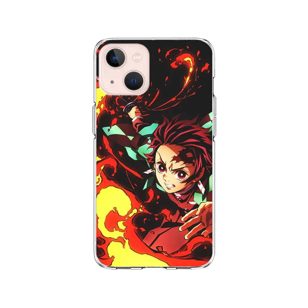 Demon Slayer Tanjiro Battle Mode iPhone 14 Plus Case-Clear Soft Case-Xtracase