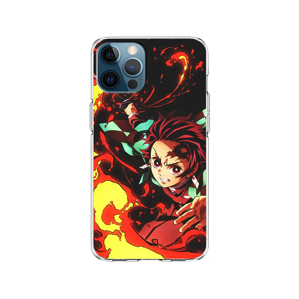 Demon Slayer Tanjiro Battle Mode iPhone 13 Pro Case-Clear Soft Case-Xtracase