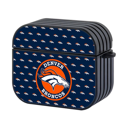 Denver Broncos NFL Rounded Emblem Over Banner Hard Plastic Case Cover For Apple Airpods 3-Xtracase