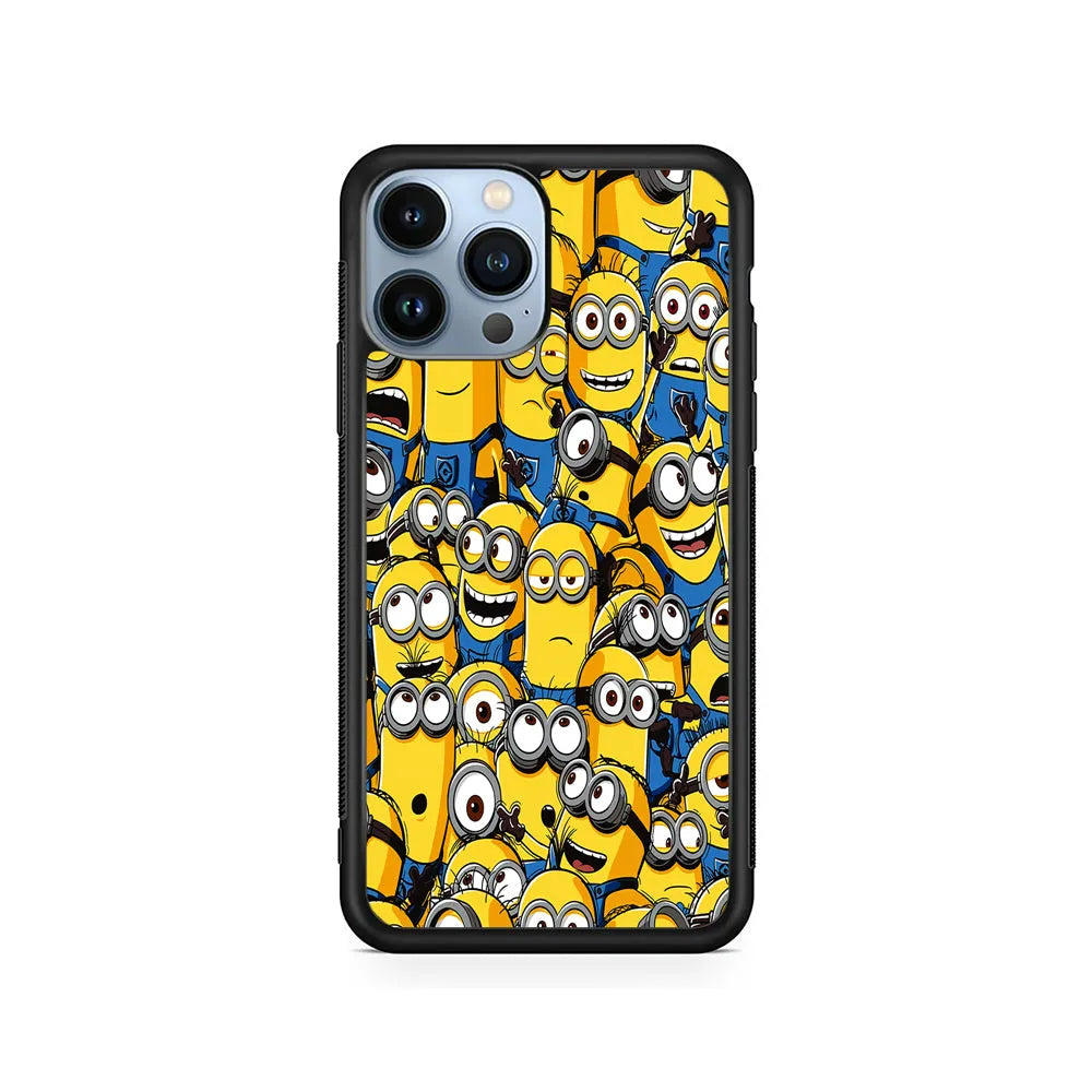 Despicable Me Army of Minions iPhone 14 Pro Case-Rubber / Black (2D Case)-Xtracase