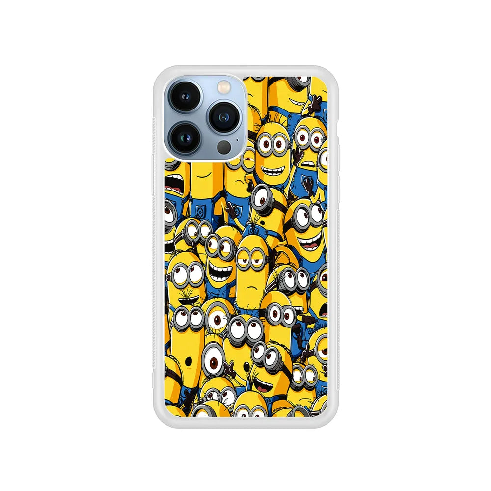 Despicable Me Army of Minions iPhone 14 Pro Case-Rubber / White (2D Case)-Xtracase