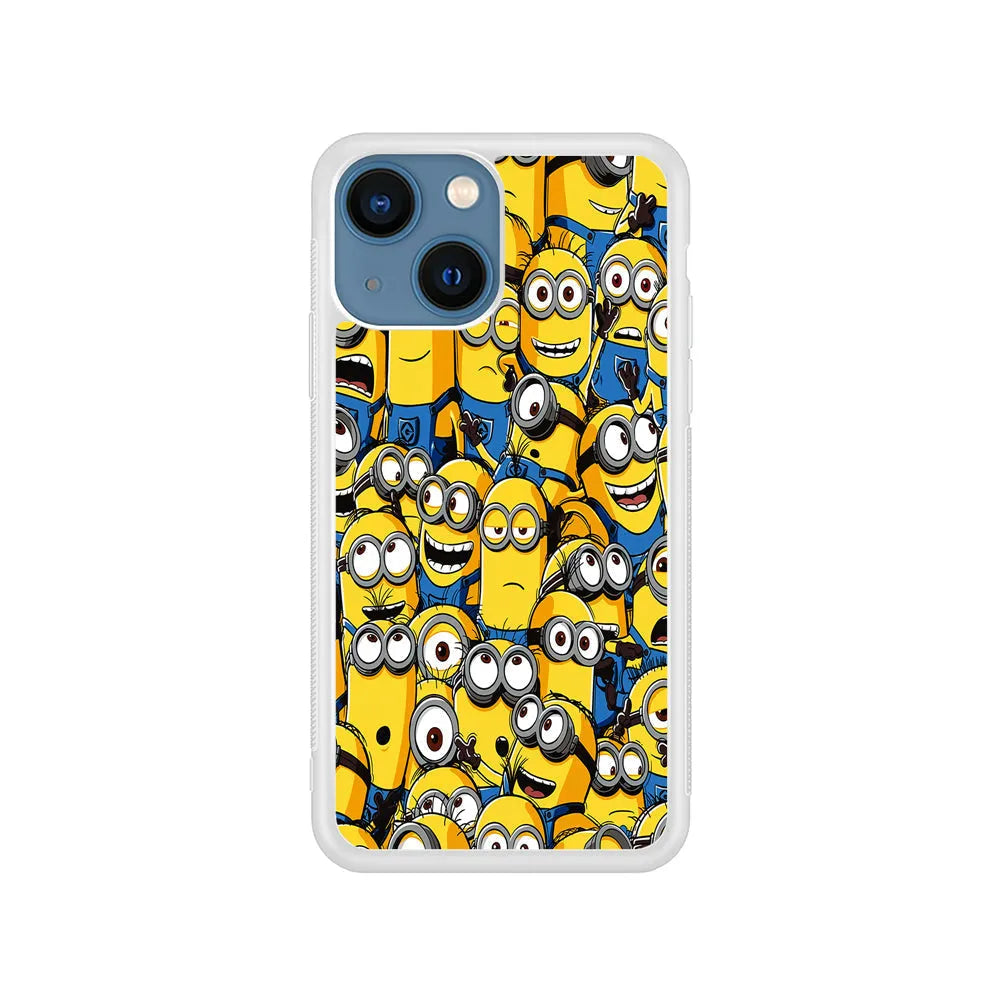 Despicable Me Army of Minions iPhone 15 Plus Case-Rubber / White (2D Case)-Xtracase