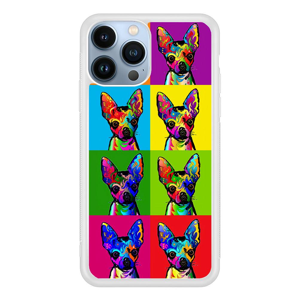 Dog Colorful Art Chihuahua iPhone 13 Pro Max Case-Rubber / White (2D Case)-Xtracase