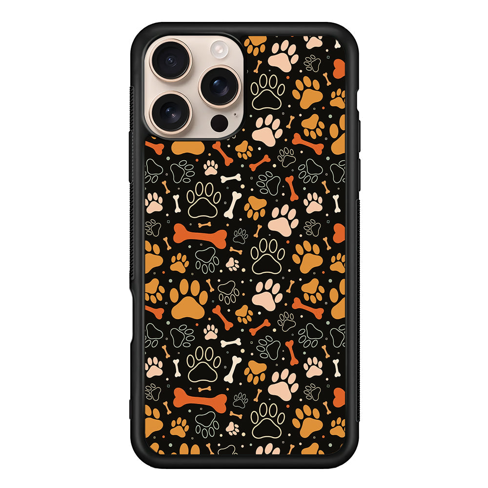 Dog Footprints and Bones iPhone 16 Pro Max Case - iPhone 16 Pro Max
