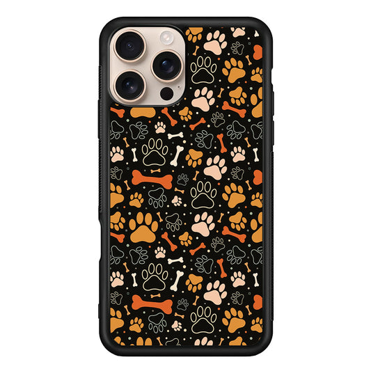Dog Footprints and Bones iPhone 16 Pro Max Case - iPhone 16 Pro Max