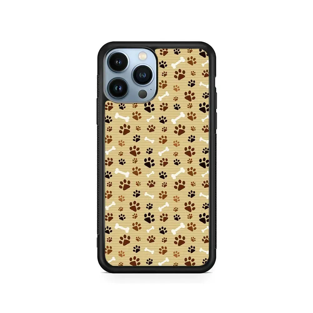 Dog Paw Print and Bones iPhone 15 Pro Max Case-Rubber / Black (2D Case)-Xtracase