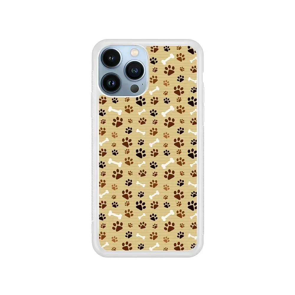 Dog Paw Print and Bones iPhone 15 Pro Max Case-Rubber / White (2D Case)-Xtracase
