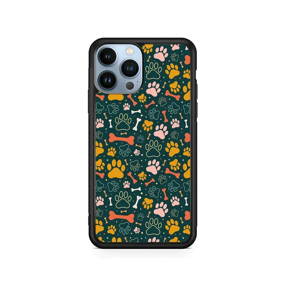 Dog Tracks and Bones iPhone 15 Pro Max Case-Rubber / Black (2D Case)-Xtracase