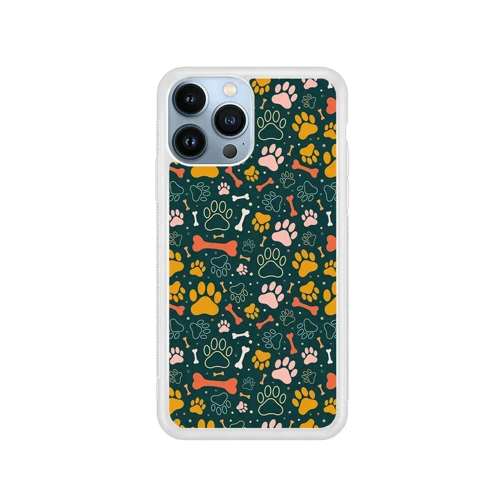 Dog Tracks and Bones iPhone 15 Pro Max Case-Rubber / White (2D Case)-Xtracase
