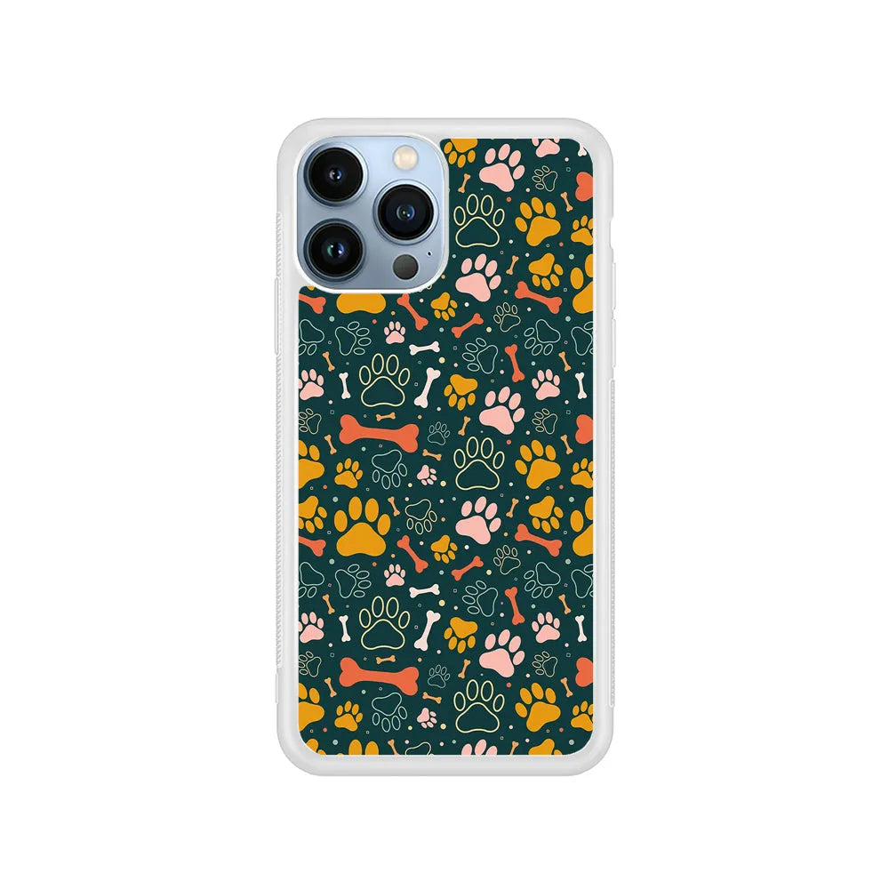 Dog Tracks and Bones iPhone 13 Pro Case-Rubber / White (2D Case)-Xtracase
