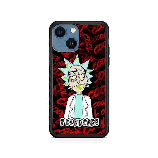 Dr Rick I Don't Care iPhone 13 Mini Case-Rubber / Black (2D Case)-Xtracase