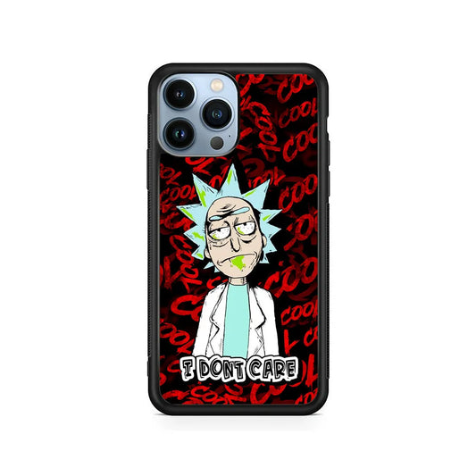 Dr Rick I Don't Care iPhone 13 Pro Case-Rubber / Black (2D Case)-Xtracase