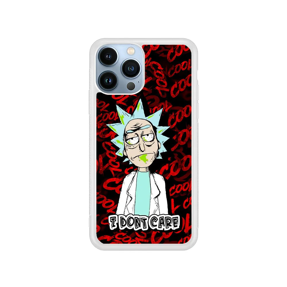 Dr Rick I Don't Care iPhone 13 Pro Case-Rubber / White (2D Case)-Xtracase