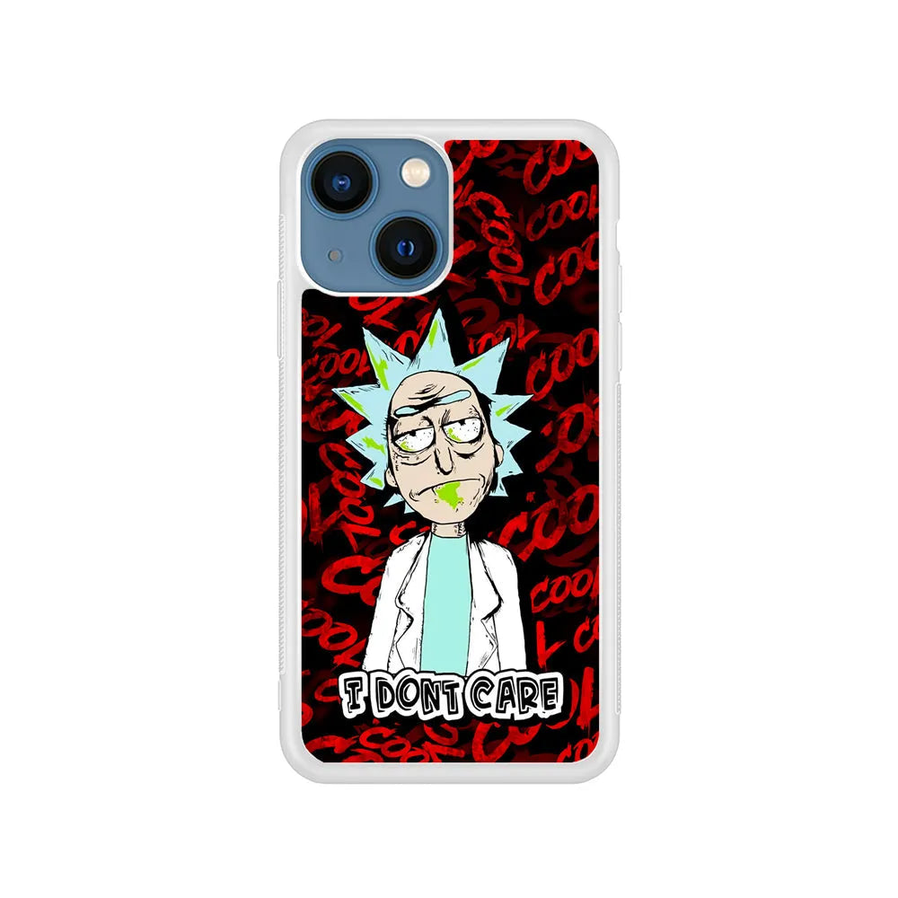 Dr Rick I Don't Care iPhone 15 Plus Case-Rubber / White (2D Case)-Xtracase