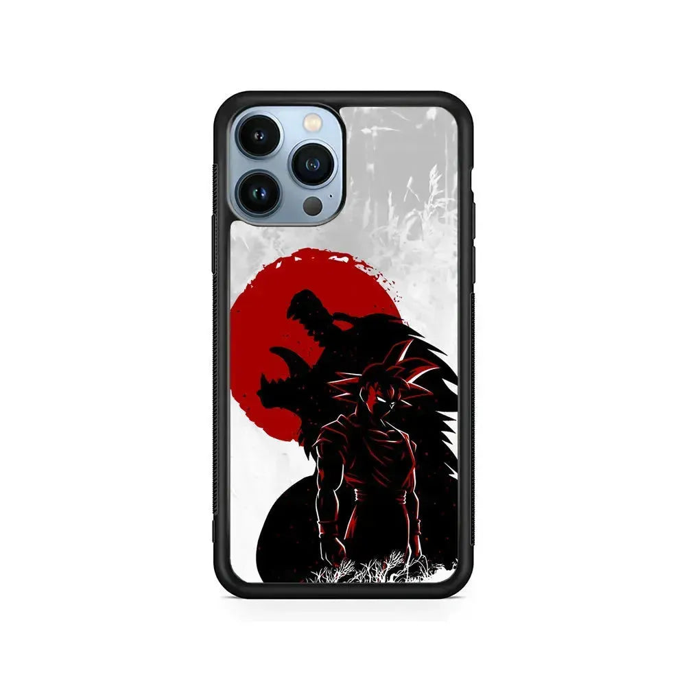 Dragon Ball Goku Red Moon iPhone 15 Pro Max Case-Rubber / Black (2D Case)-Xtracase