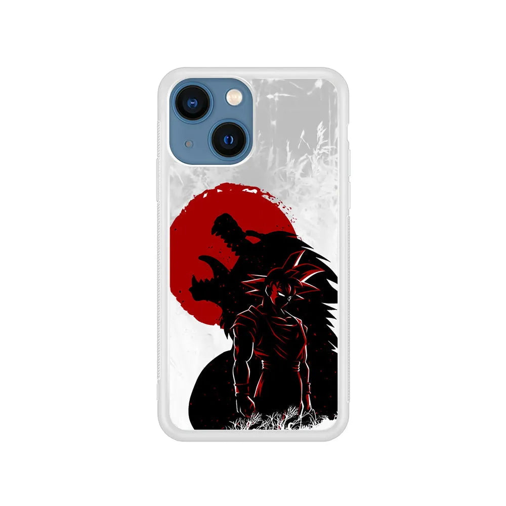 Dragon Ball Goku Red Moon iPhone 15 Case-Rubber / White (2D Case)-Xtracase