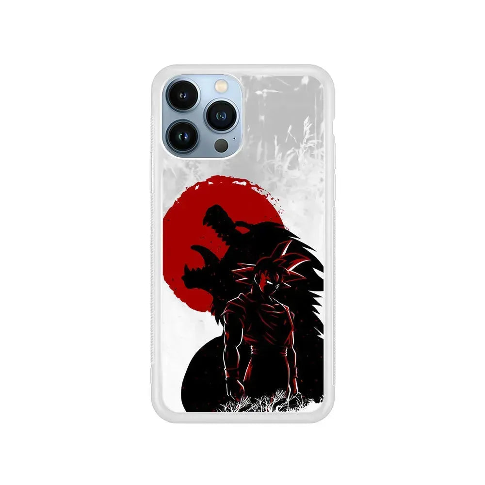 Dragon Ball Goku Red Moon iPhone 15 Pro Max Case-Rubber / White (2D Case)-Xtracase