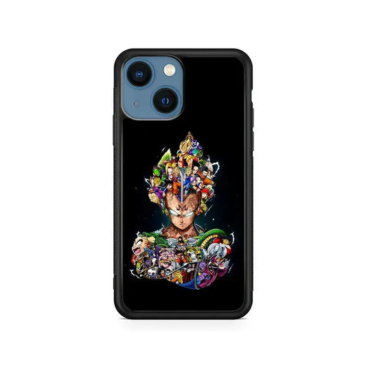 Dragon Ball Vegeta and Friends iPhone 13 Mini Case-Rubber / Black (2D Case)-Xtracase