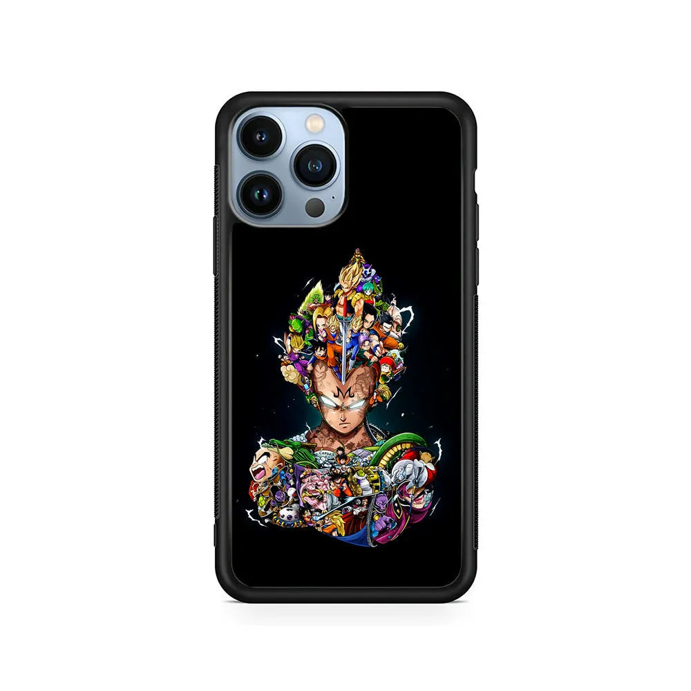 Dragon Ball Vegeta and Friends iPhone 13 Pro Case-Rubber / Black (2D Case)-Xtracase
