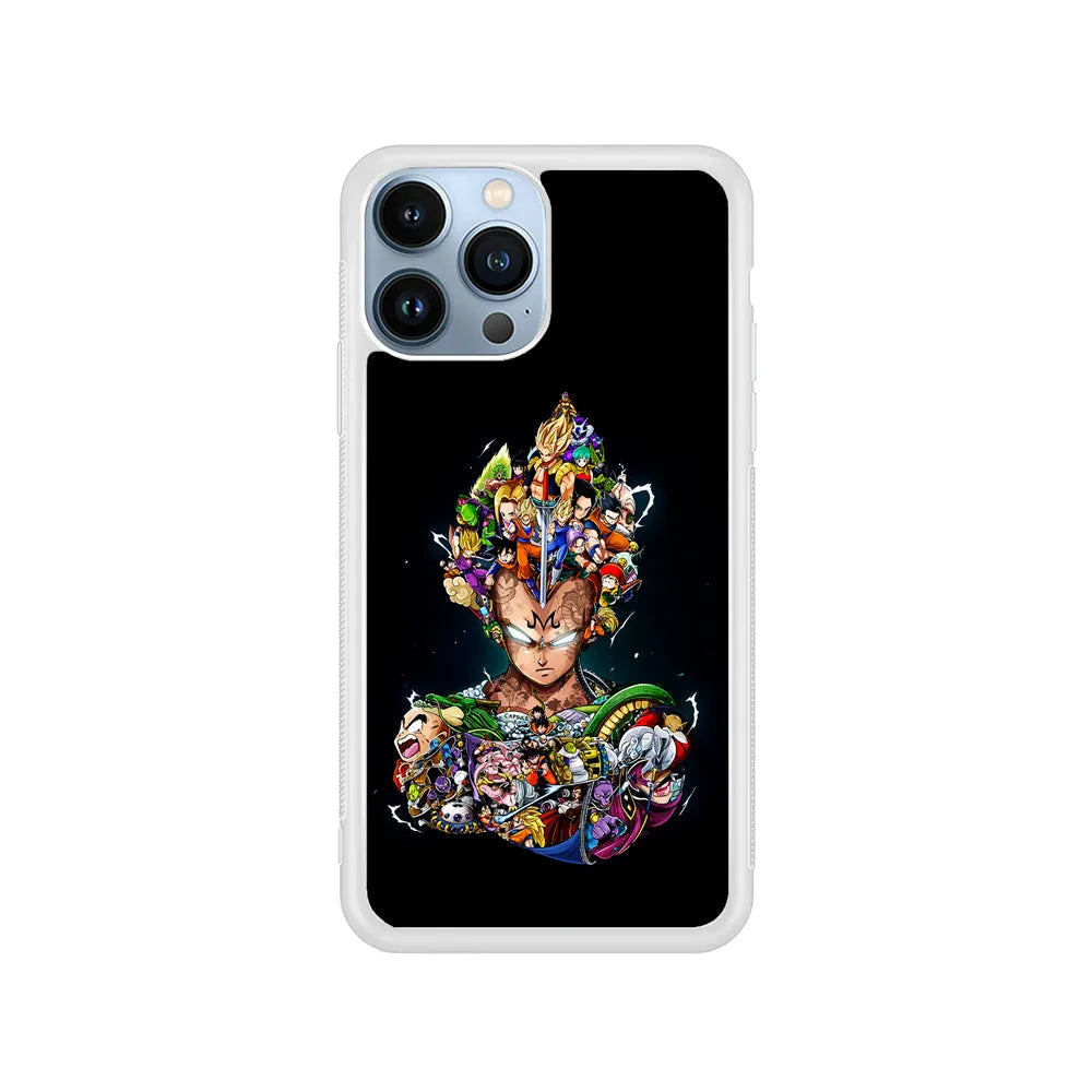 Dragon Ball Vegeta and Friends iPhone 13 Pro Max Case-Rubber / White (2D Case)-Xtracase