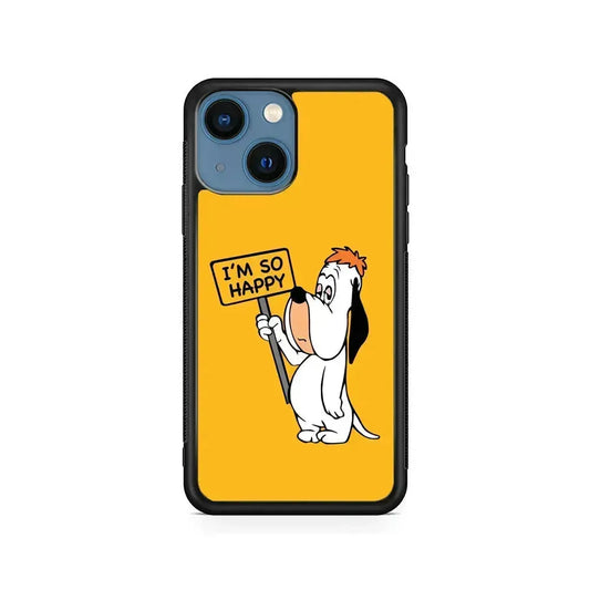 Droopy Dog I'm So Happy iPhone 13 Mini Case-Rubber / Black (2D Case)-Xtracase