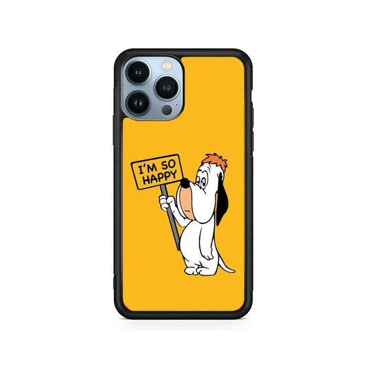 Droopy Dog I'm So Happy iPhone 15 Pro Max Case-Rubber / Black (2D Case)-Xtracase