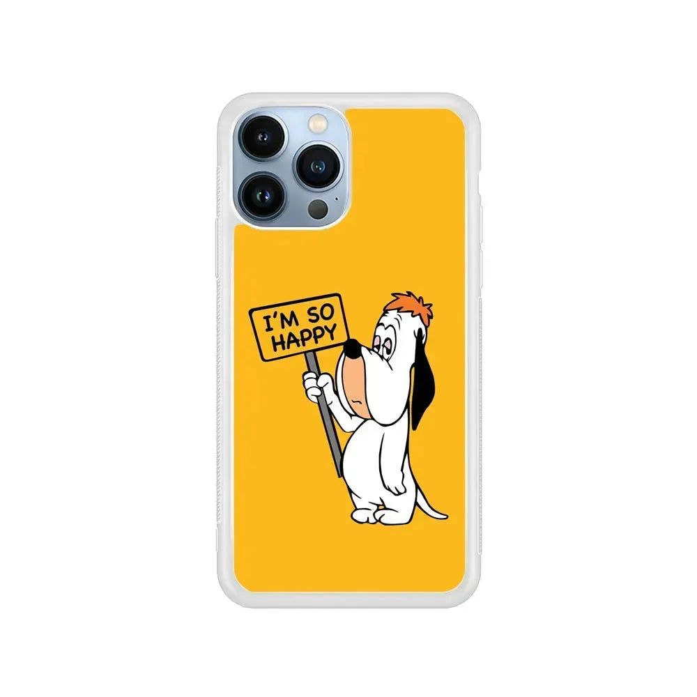 Droopy Dog I'm So Happy iPhone 15 Pro Max Case-Rubber / White (2D Case)-Xtracase