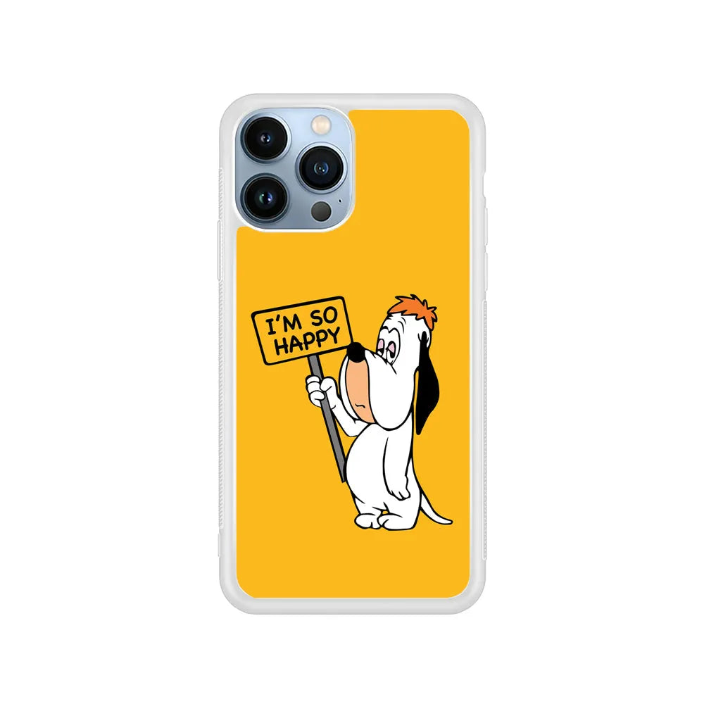 Droopy Dog I'm So Happy iPhone 13 Pro Case-Rubber / White (2D Case)-Xtracase