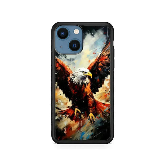 Eagle Flying In The Sky iPhone 13 Mini Case-Rubber / Black (2D Case)-Xtracase