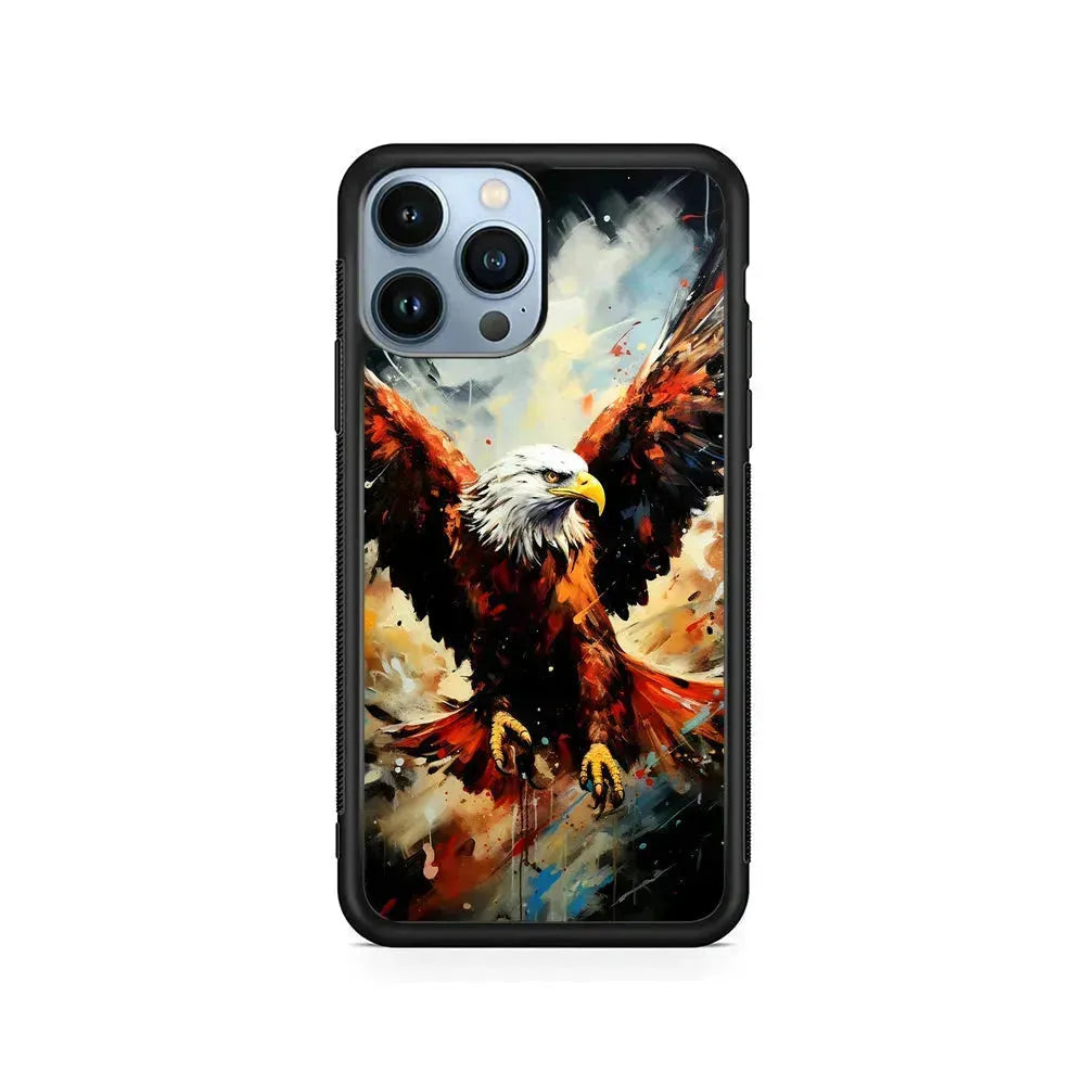 Eagle Flying In The Sky iPhone 15 Pro Max Case-Rubber / Black (2D Case)-Xtracase