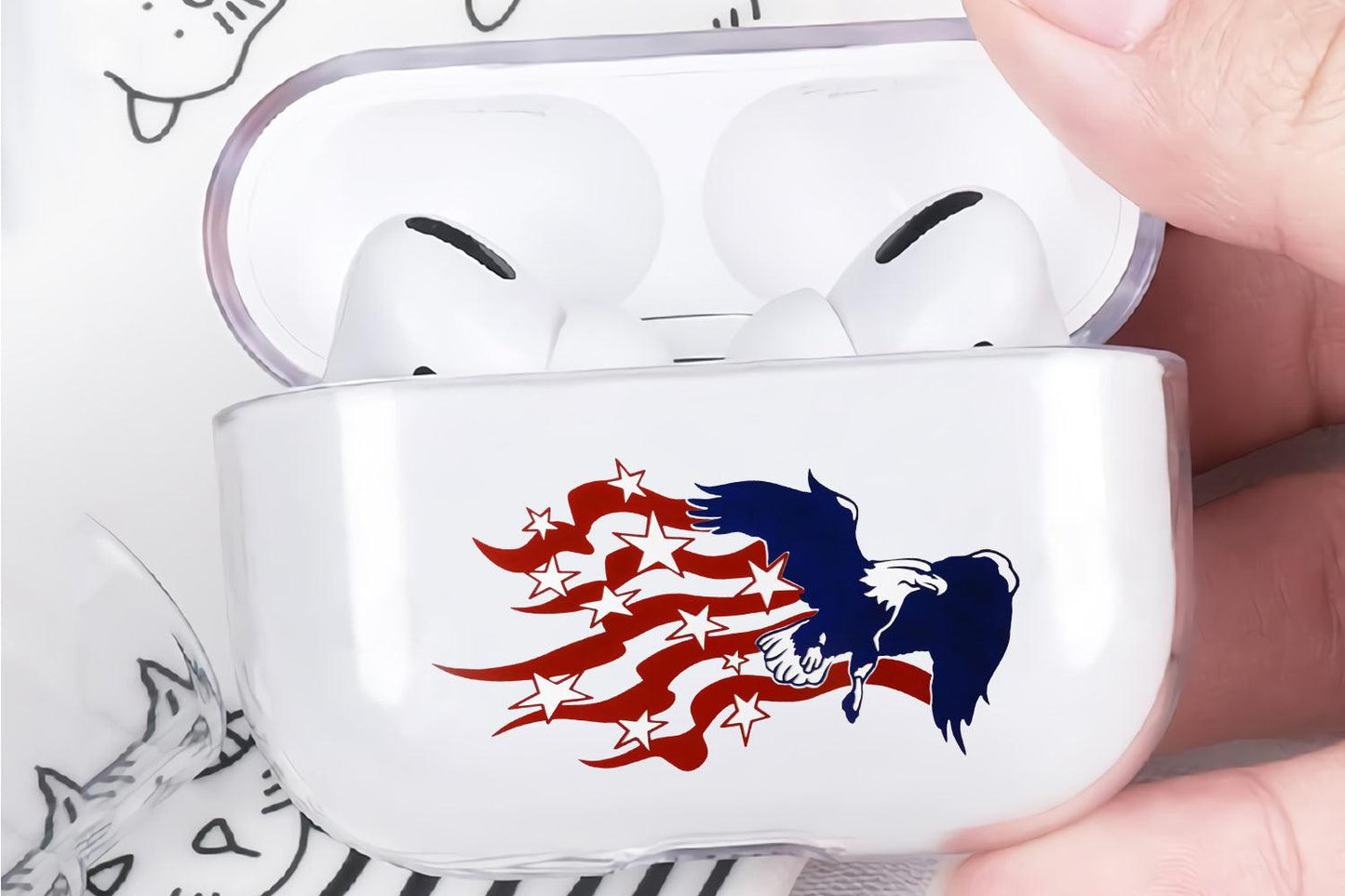 Eagle and American Flag Protective Clear Case Cover For Apple Airpod Pro 2-Xtracase