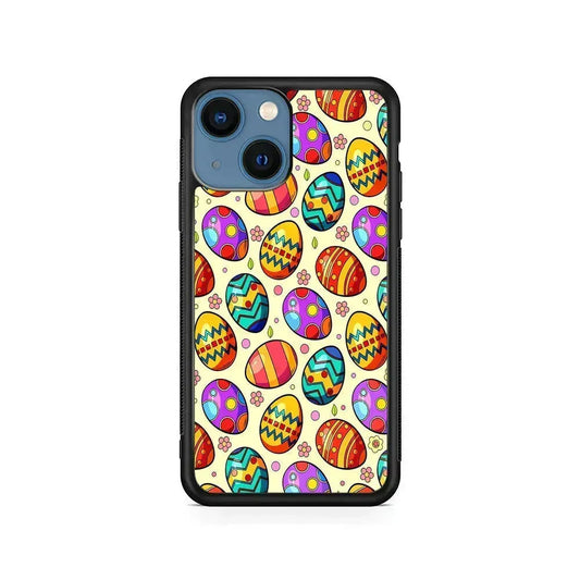 Easter Eggs Colorful Pattern iPhone 13 Mini Case-Rubber / Black (2D Case)-Xtracase