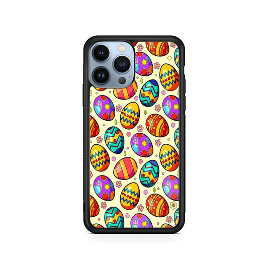 Easter Eggs Colorful Pattern iPhone 13 Pro Case-Rubber / Black (2D Case)-Xtracase