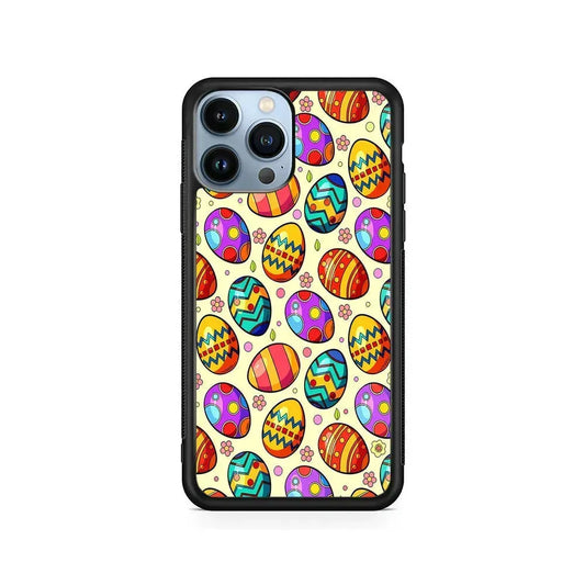 Easter Eggs Colorful Pattern iPhone 15 Pro Max Case-Rubber / Black (2D Case)-Xtracase