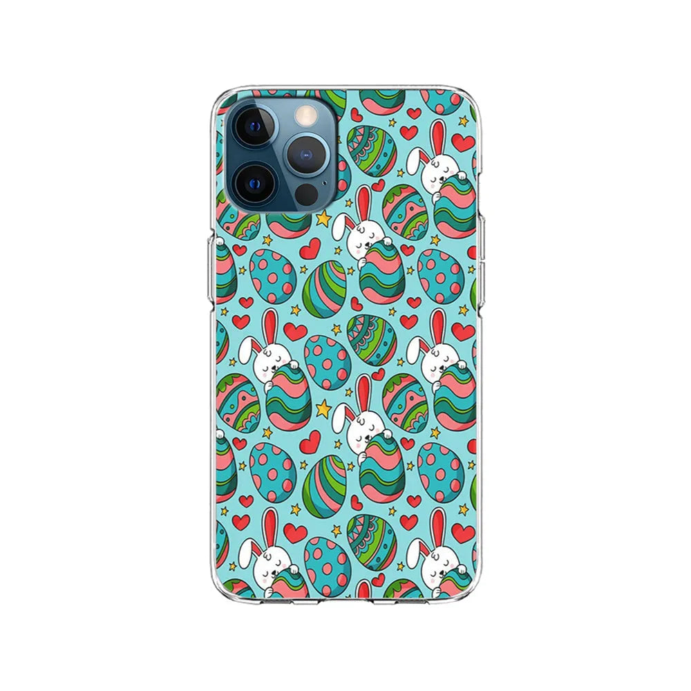 Easter Eggs and Rabbits Pattern iPhone 13 Pro Case-Clear Soft Case-Xtracase